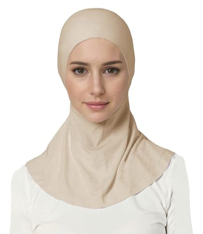 Lina & Lily Jersey Tie Back Hijab Underscarf with Neck Cover Full Coverage for Muslim Women - color: Beige