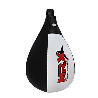 MRX Speed Punching Bags Genuine Leather MMA Training Speed Bag Muay Thai SpeedKills Punching, Dodge Striking Bag for Workout Pro Boxing Bag for Home Gym Kids, Men, Women - color: Black white