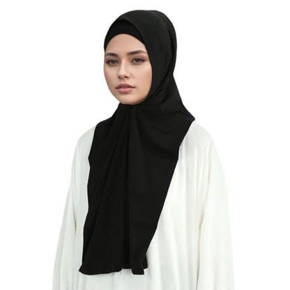 Yeieeo Muslim Inner Hijab With Button Cap for Women Turban Underscarf Undercap Bonnet Islamic Jersey Tube Caps - color: Black