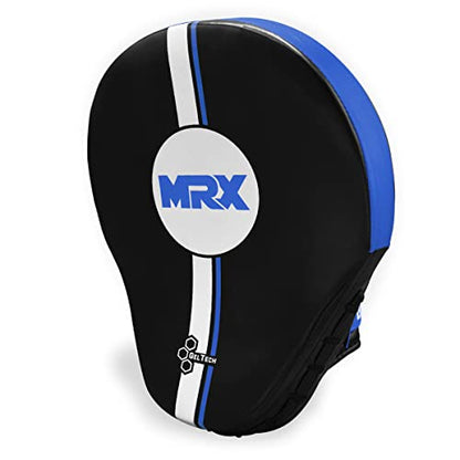 MRX Gel Tech Boxing Hook & Jab Pads MMA Focus Punching Mitts Training Thai Kick Strike Shield Curved Black/White - color: Black/Blue