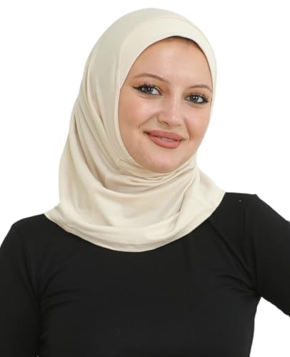Prien Sport Instant Hijab For Women, Muslim Cotton Turban, Soft Head Scarf, Ready To Wear Hijabs Prayer Clothes, Islamic Wear - color: Beige