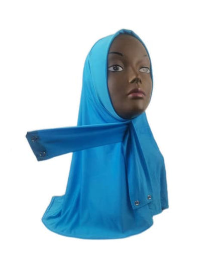 Suillty Fashion Muslim Hijab for Women Instant Snap Fastener Hijab Inner Cap Full Cover Head Wraps Scarf Islam Turban Caps - color: Sky Blue