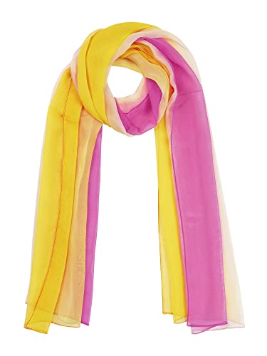 uxcell Women'sChiffon Sheer Long Scarf Silky Gradient Party - color: Fuchsia Yellow