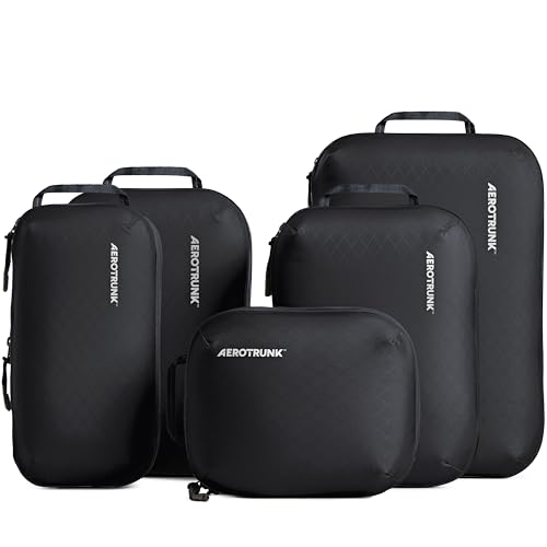 Aerotrunk Ultralight Compression Packing Cubes for Travel, 6-Pack, Black - color: Black, size: 6-Pack