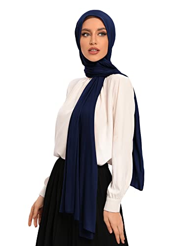 Txmout Premium Jersey Hijabs for Women - Cotton Muslim Scarfs - color: Navy Blue