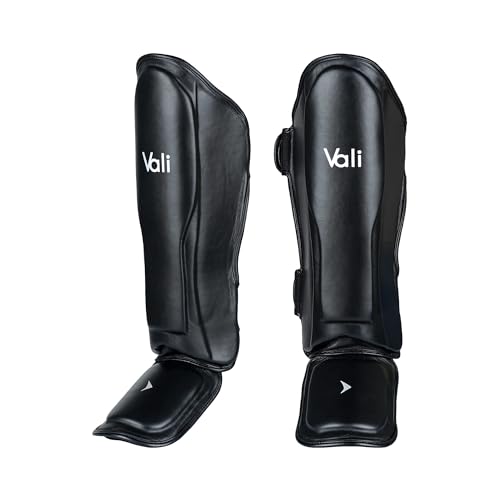 Lancer Leather Shin Guards Instep for Muay Thai - color: Black, size: Medium