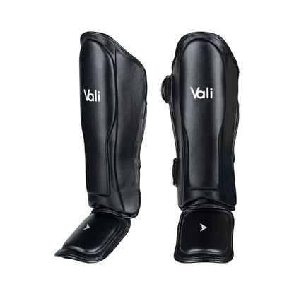 Lancer Leather Shin Guards Instep for Muay Thai - color: Black, size: Medium