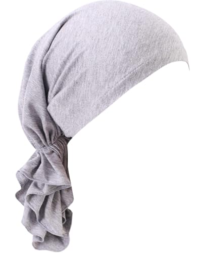 Chemo Headwear for Women Pre-Tied Head Scarf Slip On Headwraps Soft Turbans Cancer Hats Beanie Coverings Scarves - color: Grey