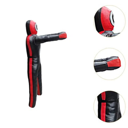 Unfilled Wrestling Dummy Punching Bag Professional Boxing Dummy Grappling Training Aid for Practice Workout Throwing Indoor PU Leather- 170cm Height