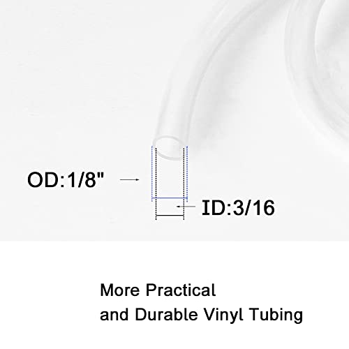 Eoiips PVC Vinyl Tubing, 1/8" ID x 3/16" OD Plastic Industrial Grade Lightweight Clear Hybrid PVC Hose Tube BPA Free Air Hose Line, 25FT - size: 1/8" ID, style: 25FT