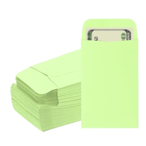 PATIKIL Money Envelope, 100 Pack 3.5" x 2.2" Cash Envelopes Money Holder Bags Budgeting Saving Challenge Letter for Gift Coins Checks Tickets Jewelry Passport Card, Light Green - color: Light Green, size: 3.5" x 2.2"