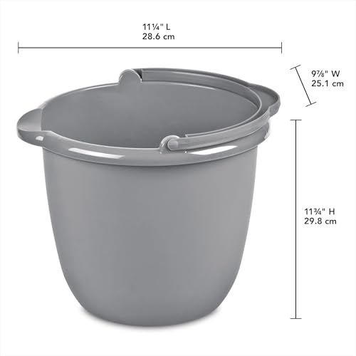 10 Qt. Spout Pail Classic Titanium, Gray Plastic Bucket with Pour Spout & Comfort Grip Handle, Ideal for Household Cleaning, Mopping, Washing Cars and Gardening
