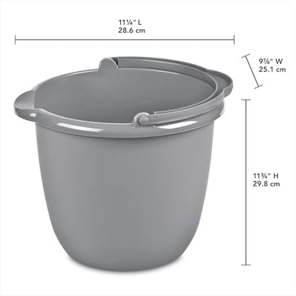 10 Qt. Spout Pail Classic Titanium, Gray Plastic Bucket with Pour Spout & Comfort Grip Handle, Ideal for Household Cleaning, Mopping, Washing Cars and Gardening