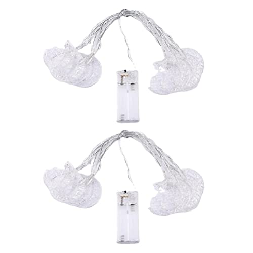 Ramadan LED Star Moon String Lights 20 Bulbs Warm White Battery Powered 4.5V 2 Modes for Eid Holiday Decoration Indoor Outdoor - color: White