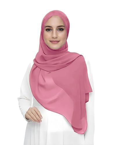 Premium Chiffon Hijab Head Scarf Shawl Wrap for Muslim Women Lightweight - color: Dusty Rose