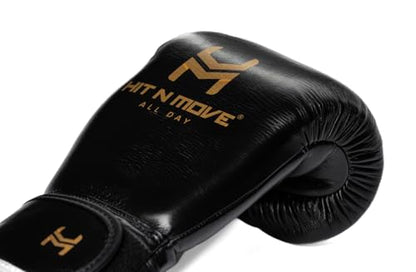 HIT N MOVE All Day Plus Weighted Boxing Gloves Men, Boxing Equipment, Heavy Bag Workout Gloves for Boxing, Training, Kickboxing, Muay Thai, MMA, 24 oz 1.5lbs - style: Velcro Closure BLACK