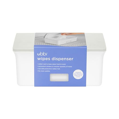 Ubbi Baby Wipes Dispenser with Weighted Plate, Oat | Rubber Seal Keeps Wipes Fresh, Non-Skid Feet, Holds Standard Pack of Wipes, Baby Changing Station Essential - color: Oat Wipes Dispenser, size: 1 Count (Pack of 1)