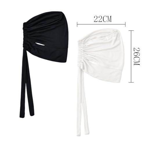Hijab Undercaps Slouchy Beanies Cap Soft Hijab Caps Under Scarf for Women Muslim Jersey Inner Beain-Cap - color: Black+white