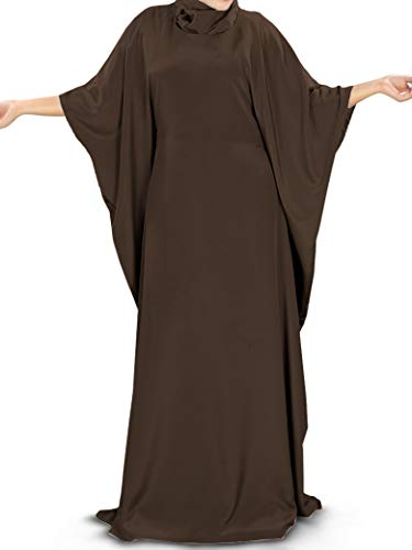MyBatua Women's Kaftan, Free Size Abaya, Dubai Islamic Dress, Muslim Maxi KF-001 - color: Brown