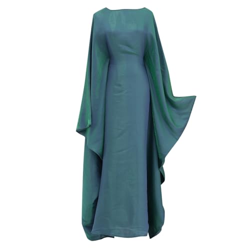 Muslim Dresses for Women One-Piece Prayer Dress Batting Long Robe Long Sleeve Maxi Kaftan Islamic Clothes Set - color: Dark Green, size: Small