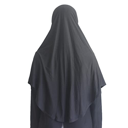 Women's Instant Hijab Muslim Headscarf Prayer Scarf Soft Breathable Stretchy Wrap - color: Black
