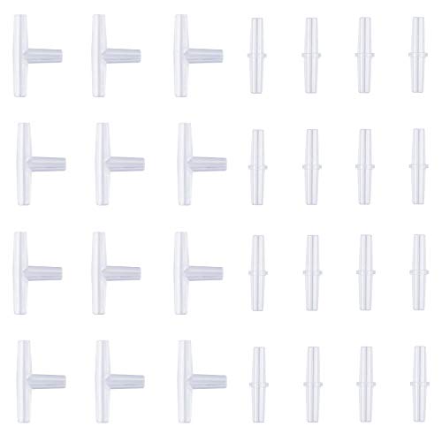 Pawfly 40-Piece Aquarium Air Valve Connector White Plastic Inline Tubing, 3-Way T & Straight Aquarium Airline Tubing Connector - color: 2 Kinds(40 Pack)
