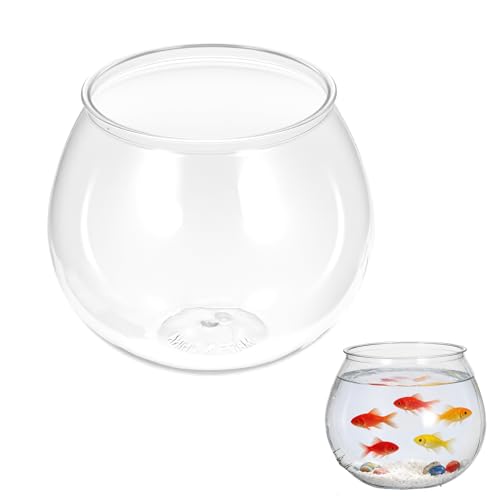 SynHHergyx Plastic Fish Bowl 30 oz Decorative Small Mini Fishbowl Round Plastic Aquarium Fish Bowls Unbreakable Heavy Duty Bowl for Centerpiece Vases, Party Decorations, Pack of 1