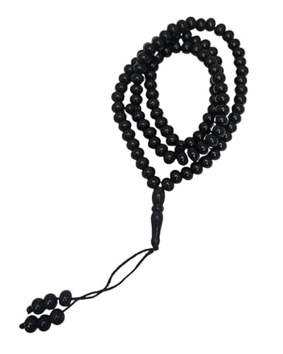 Islam Prayer Tasbih 99 Beads AMN-101 Muslim Zikr Rosary Misbaha w/Decorate Tassels Ramadan praying Eid Gift - color: Black
