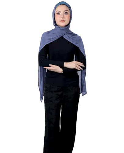Modal Cotton Hijab Scarf for Women with Undercap Set - color: Jean Blue