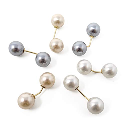 Honbay 6PCS Fashion Brooch Pins Pearl Safety Pins for Shawl Collar Shirt Sweater