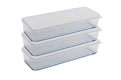 Silicook Flat Plastic Box for Kitchen for Kitchen&Refrigerator Organization, Transparent Food Storage Container for Kitchen, Fridge, Freezer (5 x 600ml) - size: 850ml