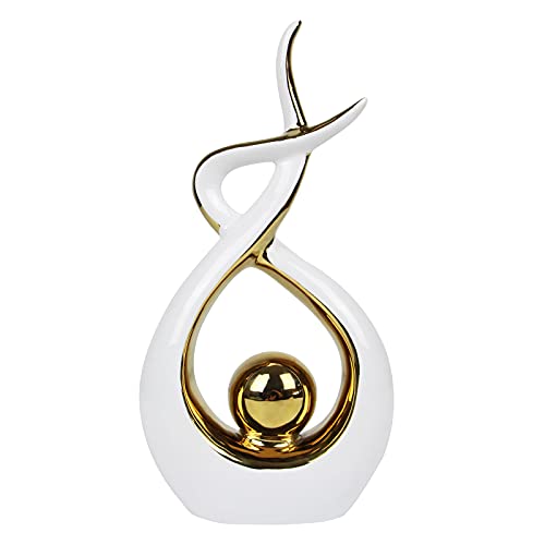 Norrclp Home Decor Modern Abstract Art Ceramic Statue Table Decor (Large) - color: White and Gold, size: Large