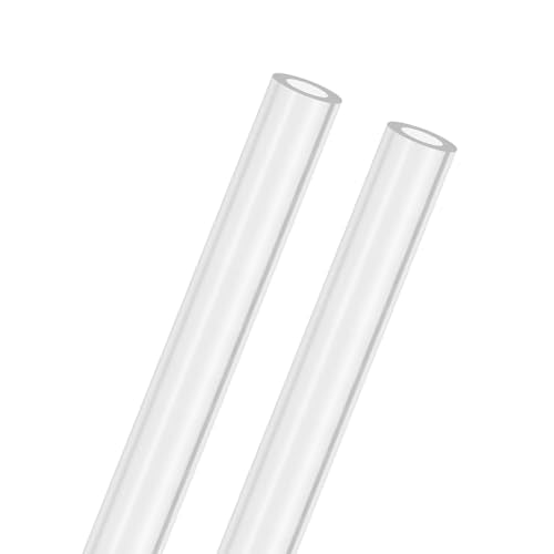 M METERXITY 2-Pack Clear Rigid Acrylic Pipe, 9mm[0.35"] ID x 15mm[0.59"] OD Plastic Round Tube for Water Cooling System/Lamps/Fountains/Aquariums/Display Stand, Acrylic Tubing [305mm/12IN] - size: 9mm ID x 15mm OD