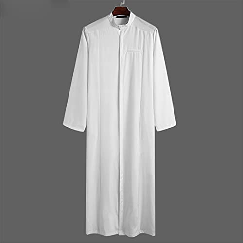 Men Muslim Clothes Solid Color Jubba Thobe Long Sleeve Stand Collar Robes Dubai Middle East - color: Black, size: 3X-Large