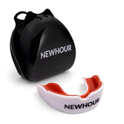 Basic Sports Mouthguard for Boxing, MMA & Football | Boil-and-bite fit with ventilated case - color: Bone White