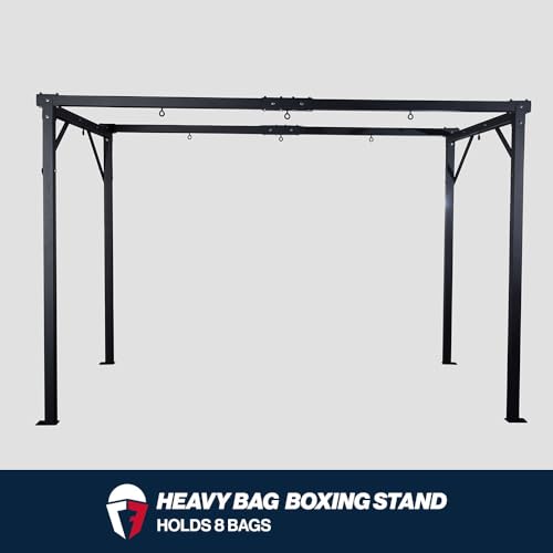 Titan Fitness Heavy Bag Boxing Stand - Holds 8 Bags, 12'x6' Commercial Boxing Training Rack, 360-Degress Access, 3" Steel Tubing with Bolt-Down Stability, Collapsible to 4-Bag Setup