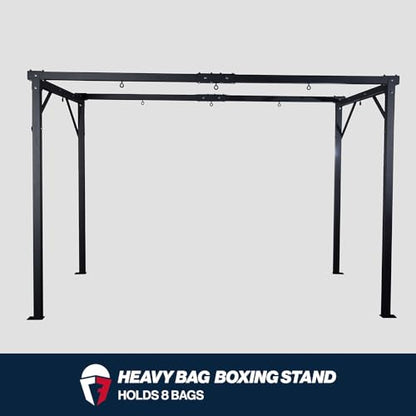 Titan Fitness Heavy Bag Boxing Stand - Holds 8 Bags, 12'x6' Commercial Boxing Training Rack, 360-Degress Access, 3" Steel Tubing with Bolt-Down Stability, Collapsible to 4-Bag Setup