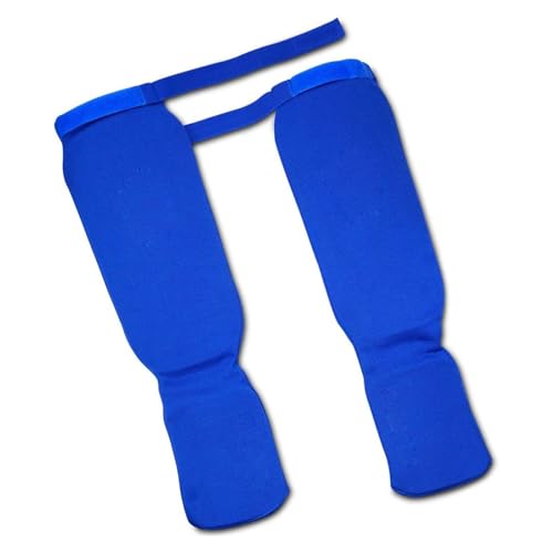Shin Instep Guards Padded Protection Elastic Shin Guards Lightweight Impact-Absorbing Gear for Fighters, Training, Sparring - size: Large, style: Blue