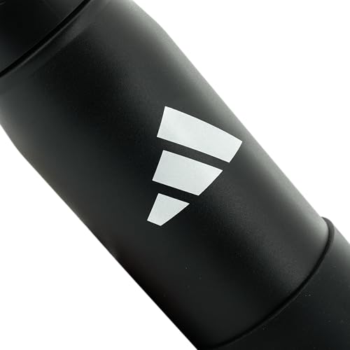 adidas Stainless Steel Metal Water Bottle 20 oz (600 mL) Straw Lid - color: Black/White/Black/2