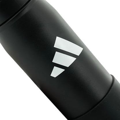 adidas Stainless Steel Metal Water Bottle 20 oz (600 mL) Straw Lid - color: Black/White/Black/2