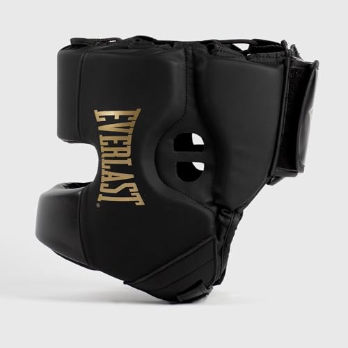 Everlast Elite 2 Headgear Black/Gold Training Sparring Protection (L/XL)