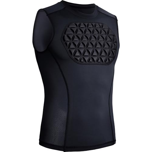 Youth Baseball Chest Protector Padded Compression Shirt Support Softball Football Heart Sternum Guard - color: Black, size: Small