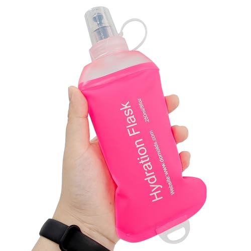 GUYI GYGYL Soft Flask, TPU Collapsible Soft Water Bottle for Hydration Pack, Running Vest, Leak-Proof Folding Water Bottle for Hiking Cycling Climbing Jogging-250ml Pink - color: 250ml Pink