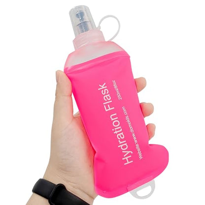 GUYI GYGYL Soft Flask, TPU Collapsible Soft Water Bottle for Hydration Pack, Running Vest, Leak-Proof Folding Water Bottle for Hiking Cycling Climbing Jogging-250ml Pink - color: 250ml Pink