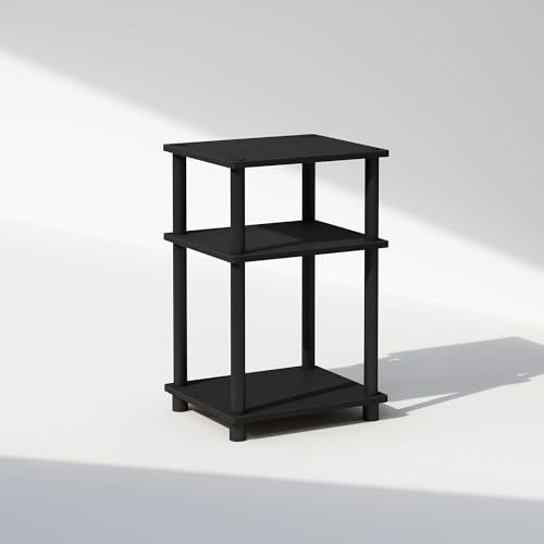 Furinno Just 3-Tier Turn-N-Tube Open Storage Nightstand, 1-Pack, Plastic Poles, Americano/Black - color: Americano/Black, size: 1-Pack