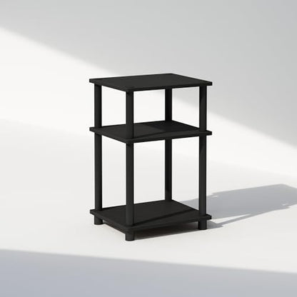 Furinno Just 3-Tier Turn-N-Tube Open Storage Nightstand, 1-Pack, Plastic Poles, Americano/Black - color: Americano/Black, size: 1-Pack