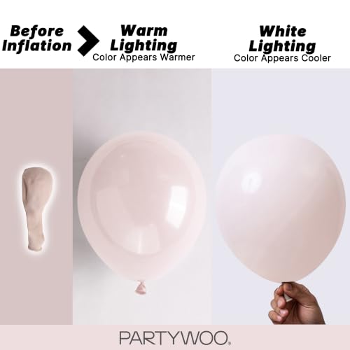 PartyWoo Beige Balloons 155pcs Boho Cream Ivory Neutral Color - color: White-f60
