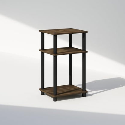 Furinno Just 3-Tier Turn-N-Tube Open Storage Nightstand, 1-Pack, Plastic Poles, Columbia Walnut/Black - color: Columbia Walnut/Black, size: 1-Pack
