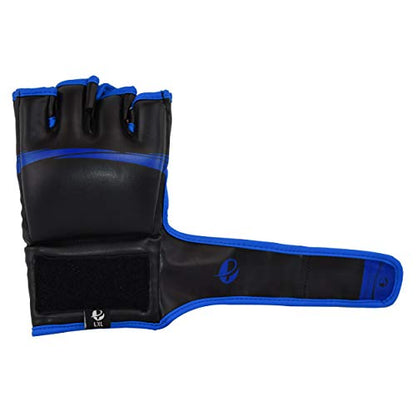 PFG Elite MMA Gloves - High Grade Artificial Leather - MMA Boxing Muay Thai Training & Fight - color: Blue, size: Large-X-Large