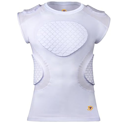 TUOY Adult Rib Chest Protector, New Version - Padded 5 Pads Baseball Football Lacrosse Rib Heart Sternum Guard - color: White, size: Small